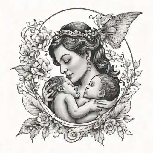 maternal love tattoo design idea