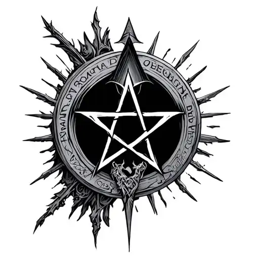 assassins creed logo merged with "supernatural" anti possession pentagram  tattoo design idea