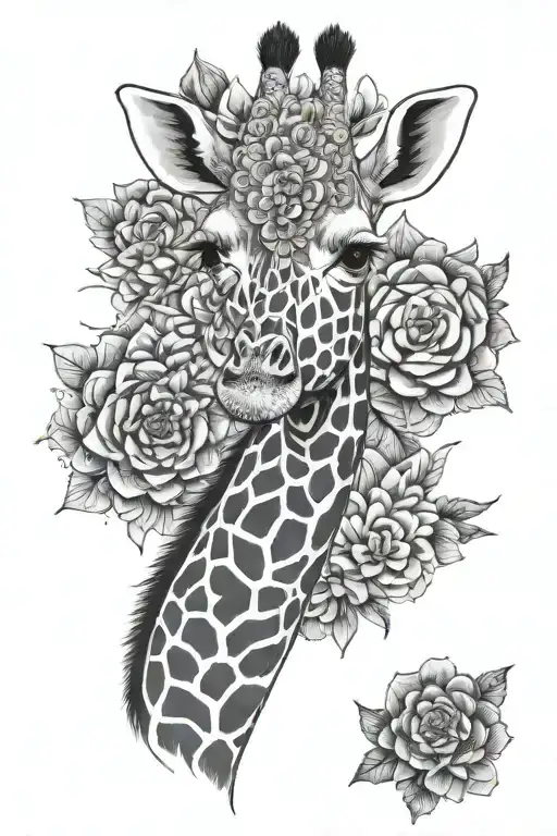 giraffe mandala flower tattoo design idea