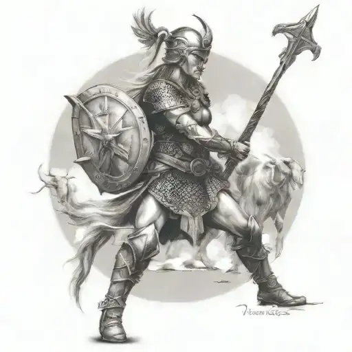 Nordic Valkyrie warrior tattoo design idea