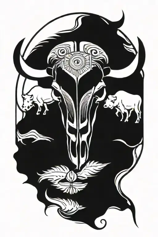 First Nations Buffalo Skull  tattoo design idea