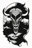First Nations Buffalo Skull  tattoo design idea
