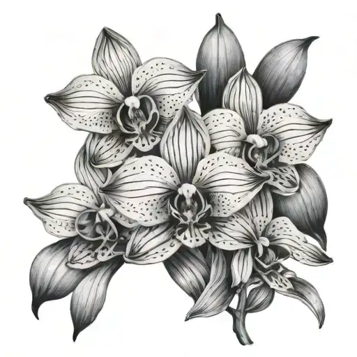 black borneo orchid tattoo design idea