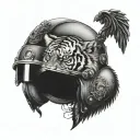 tiger head with jet motorcycle helmet and angel wings tattoo design idea