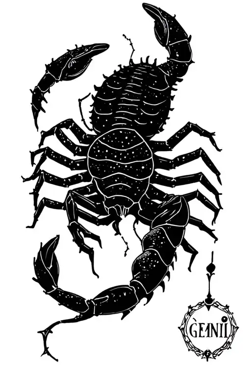 scorpio constellation and Gemini symbol incorporated tattoo design idea