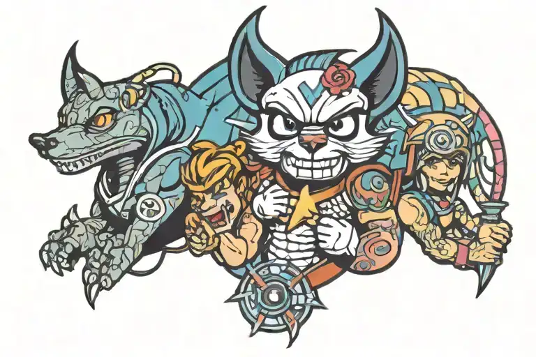 80s cartoons tattoo design idea