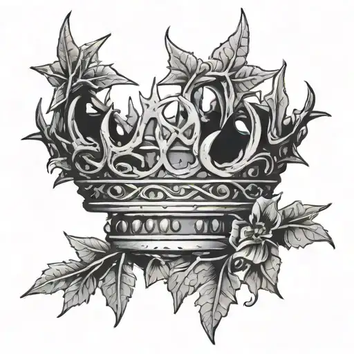 crown of thorns above a tiara  tattoo design idea