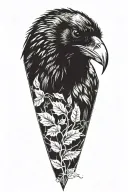 Raven looking inquisitive tattoo design idea
