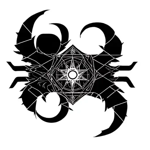 A geometric design incorporating the zodiac signs Gemini, Scorpio, and Aquarius tattoo design idea