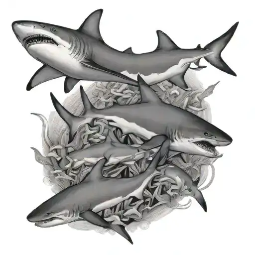 reef sharks circling tattoo design idea