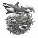 reef sharks circling tattoo design idea