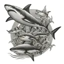 reef sharks circling tattoo design idea