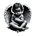 Black Baby Angel tattoo design idea
