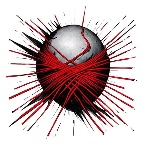 red string theory interwoven tattoo design idea