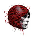 red string theory interwoven tattoo design idea