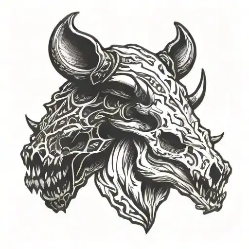 Boar skull vs bull skull tattoo design idea