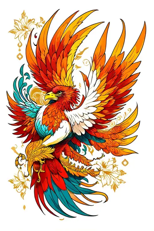 Feminine Phoenix tattoo design idea
