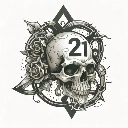 cybergilism with numbers 19, 21, 23, 25, 27 tattoo design idea