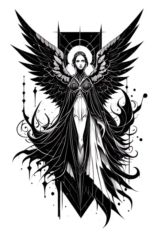 geometric gothic angelic inspired tattoo showcasing tattoo design idea