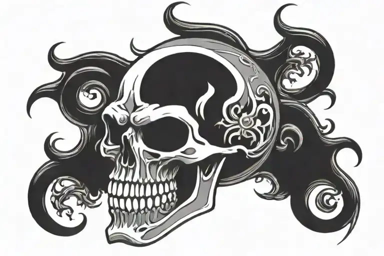 Danzig skull negative space tattoo design idea