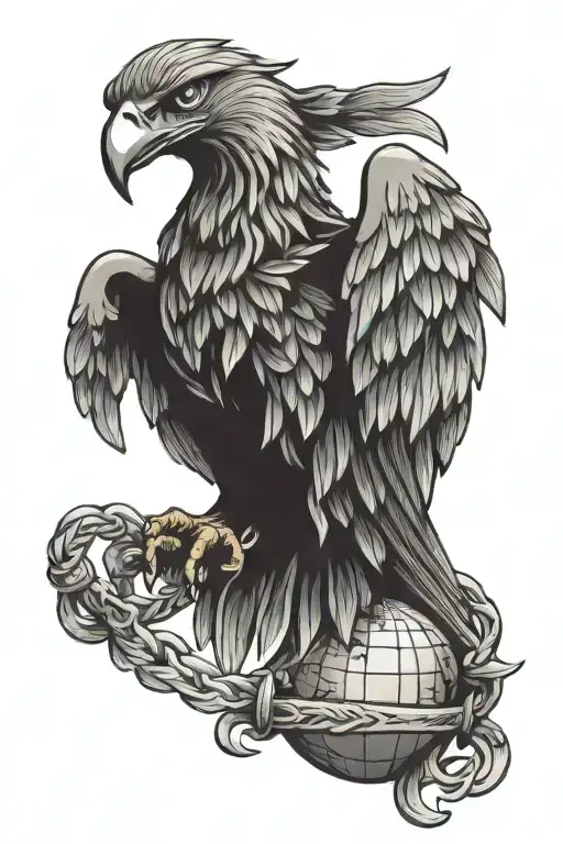 traditional style eagle. world globe. navy anchor. full sleeve. military style tattoo design idea