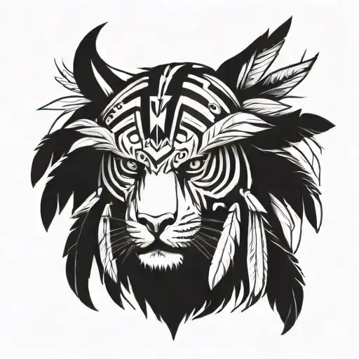 tiger, eagle native American tattoo design idea