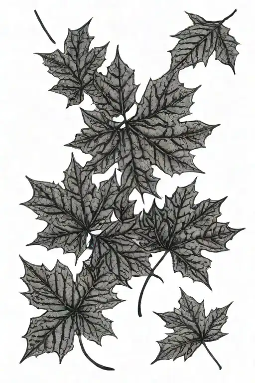 maple leaves in a 11 per 4cm black rectangle, some leaves can go out of the rectangle for few millimeters  tattoo design idea