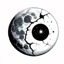cracked moon tattoo design idea