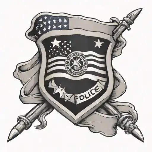 police flag waving tattoo design idea
