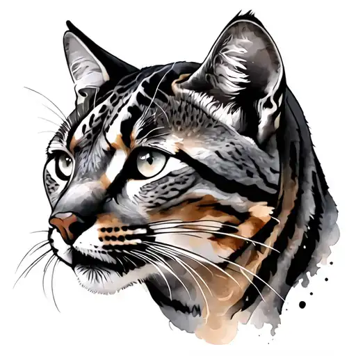 water color bobcat tattoo design idea