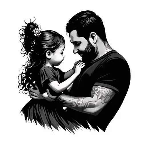 father and toddler daughter  tattoo design idea