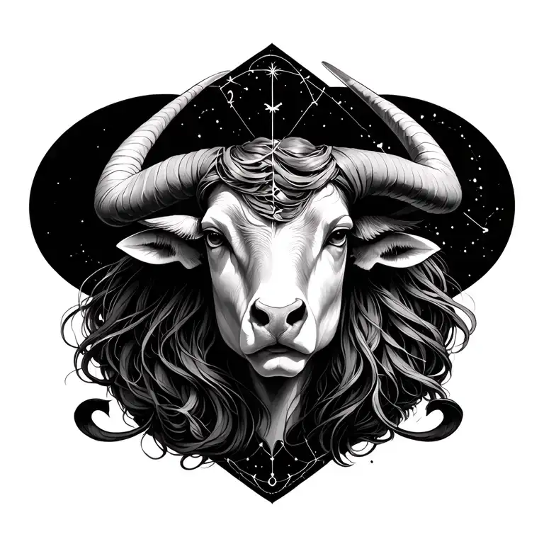 Taurus, Hekate, Virgo constellation intertwined tattoo design idea