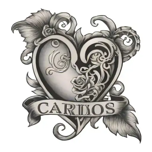 heart with name carlos inside tattoo design idea