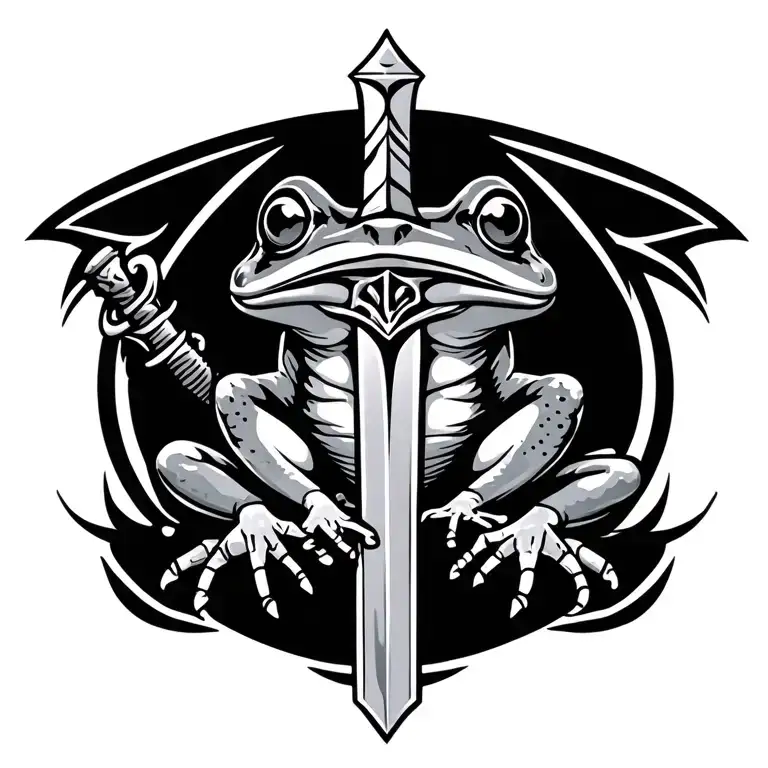 frog climbling a sword tattoo tattoo design idea
