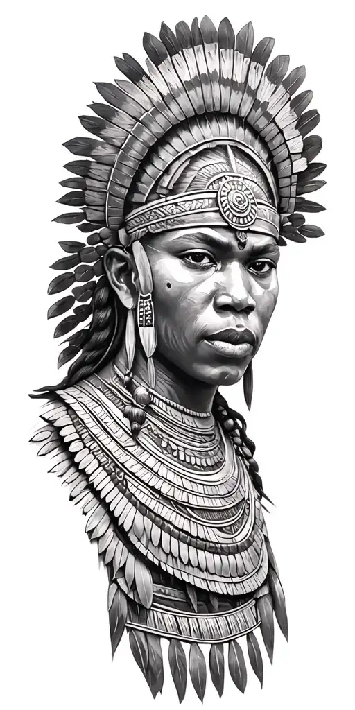 African Zulu Warrior Protector tattoo design idea