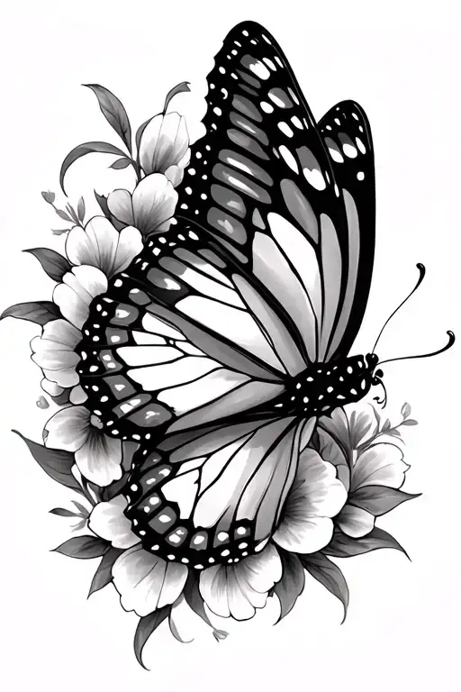 Arya butterfly beating smile tattoo design idea