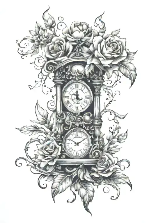 month und time inside tattoo design idea