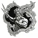 Zeus holding a lightning bolt striking tattoo design idea