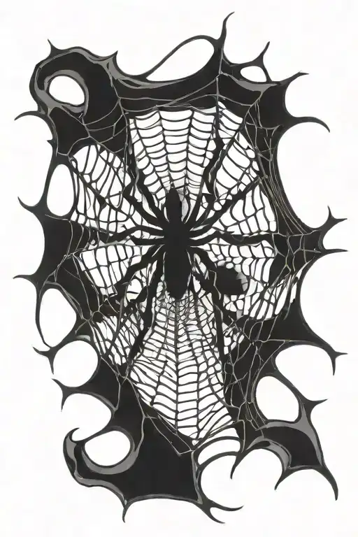 Bloody Creepy Spider Web Full tattoo design idea