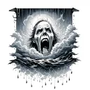wind scream rain storm clouds tattoo design idea