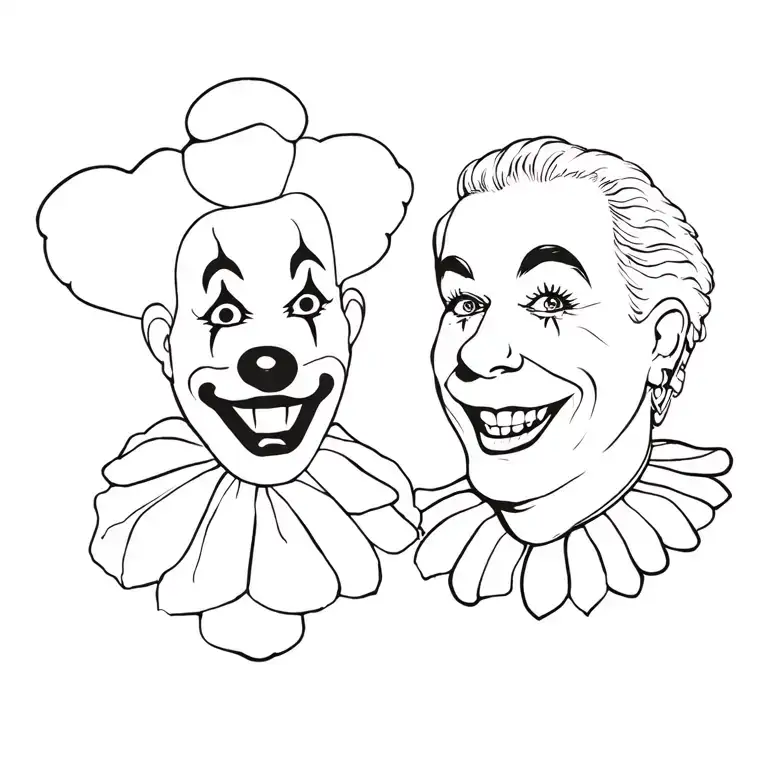 A rockabilly music themed tattoo featuring Sweettooth the Clown tattoo design idea
