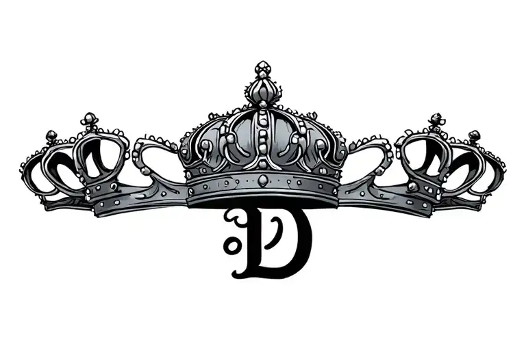 crown with letter D tattoo design idea