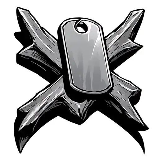 railroad spike cross with dog tag tattoo design idea