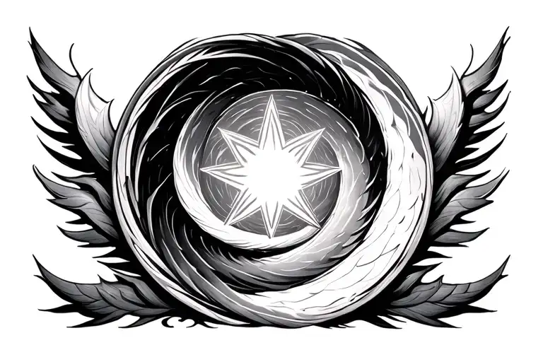 portal spiral with 5 pointed star in center tattoo design idea
