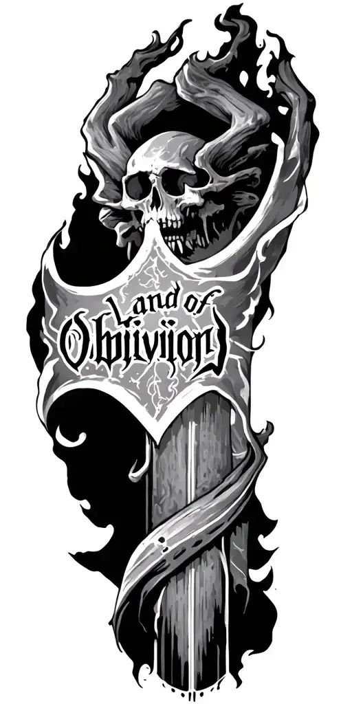 "Land of Oblivion" text tattoo tattoo design idea