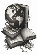 Earth in a book open tattoo design idea