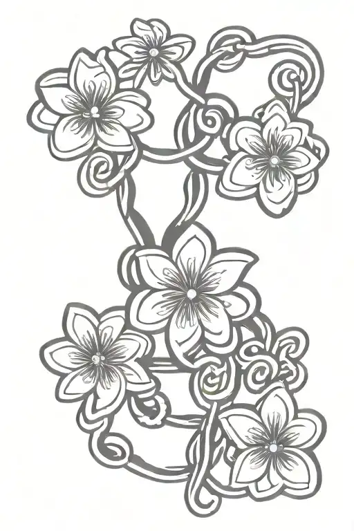 flower chain links tattoo design idea