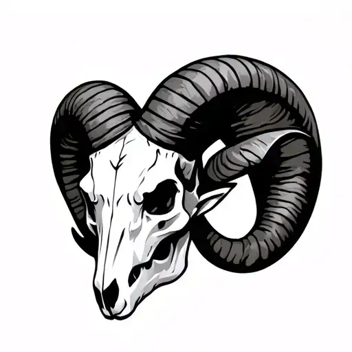 aries ram skull tattoo design idea