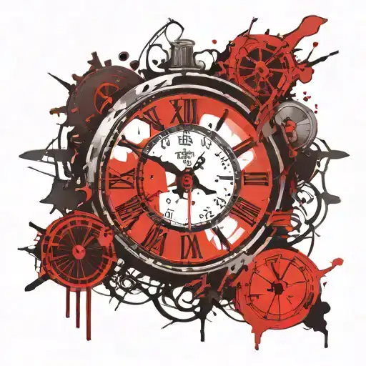 broken clock tattoo design idea