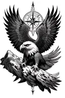 eagle compass mountains tattoo design idea